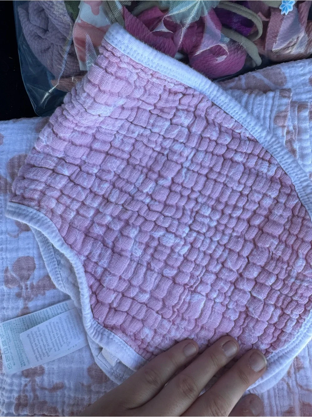 Soft Muslin Baby Burp Cloths - White with Blush Pink Duet